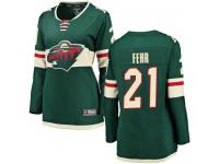 Women's Minnesota Wild #21 Eric Fehr Green Home Breakaway NHL Jersey