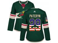 Women's Minnesota Wild #29 Greg Pateryn Adidas Green Authentic USA Flag Fashion NHL Jersey