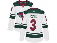 Women's Minnesota Wild #3 Charlie Coyle Reebok White Away Authentic NHL Jersey