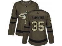 Women's Minnesota Wild #35 Andrew Hammond Adidas Green Authentic Salute To Service NHL Jersey