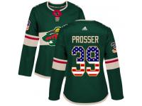 Women's Minnesota Wild #39 Nate Prosser Adidas Green Authentic USA Flag Fashion NHL Jersey
