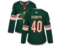 Women's Minnesota Wild #40 Devan Dubnyk Adidas Green Home Authentic NHL Jersey