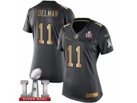 Women's Nike New England Patriots #11 Julian Edelman Limited Black Gold Salute to Service Super Bowl LI 51 NFL Jersey