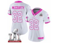 Women's Nike New England Patriots #32 Devin McCourty Limited White Pink Rush Fashion Super Bowl LI 51 NFL Jersey