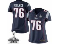 Women's Nike New England Patriots #76 Sebastian Vollmer Elite Navy Blue Team Color Super Bowl XLIX NFL Jersey