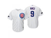 Youth Cubs 2018 Postseason Home White Javier Baez Cool Base Jersey