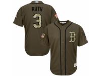 Youth Majestic Boston Red Sox #3 Babe Ruth Green Salute to Service MLB Jersey