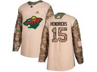 Youth Minnesota Wild #15 Matt Hendricks Adidas Camo Authentic Veterans Day Practice NHL Jersey