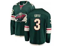 Youth Minnesota Wild #3 Charlie Coyle Green Home Breakaway NHL Jersey