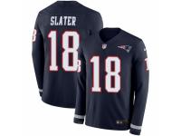 Youth Nike New England Patriots #18 Matthew Slater Limited Navy Blue Therma Long Sleeve NFL Jersey