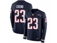 Youth Nike New England Patriots #23 Patrick Chung Limited Navy Blue Therma Long Sleeve NFL Jersey