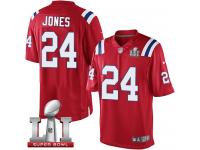 Youth Nike New England Patriots #24 Cyrus Jones Elite Red Alternate Super Bowl LI 51 NFL Jersey