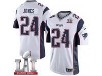 Youth Nike New England Patriots #24 Cyrus Jones Elite White Super Bowl LI 51 NFL Jersey