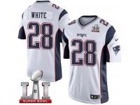 Youth Nike New England Patriots #28 James White Elite White Super Bowl LI 51 NFL Jersey