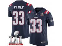 Youth Nike New England Patriots #33 Kevin Faulk Limited Navy Blue Rush Super Bowl LI 51 NFL Jersey
