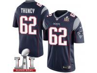 Youth Nike New England Patriots #62 Joe Thuney Elite Navy Blue Team Color Super Bowl LI 51 NFL Jersey