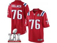 Youth Nike New England Patriots #76 Sebastian Vollmer Elite Red Alternate Super Bowl LI 51 NFL Jersey