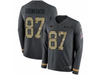 Youth Nike New England Patriots #87 Rob Gronkowski Limited Black Salute to Service Therma Long Sleeve NFL Jersey