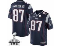 Youth Nike New England Patriots #87 Rob Gronkowski Navy Blue Team Color C Patch Super Bowl XLIX NFL Jersey