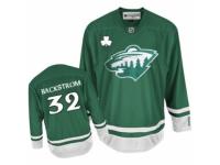 Youth Reebok Minnesota Wild #32 Niklas Backstrom Premier Green St Patty's Day NHL Jersey