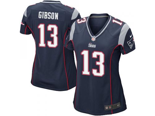 #13 Brandon Gibson New England Patriots Home Jersey _ Nike Women's Navy Blue NFL Game