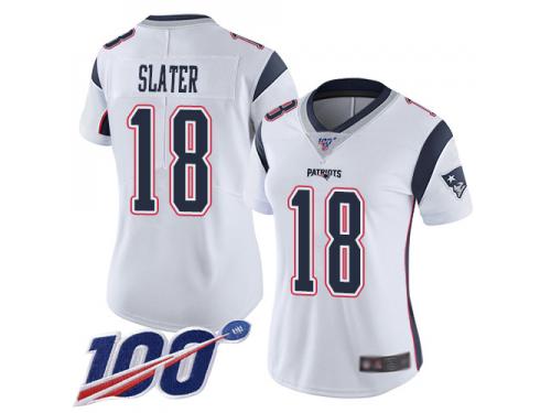 #18 Limited Matthew Slater White Football Road Women's Jersey New England Patriots Vapor Untouchable 100th Season