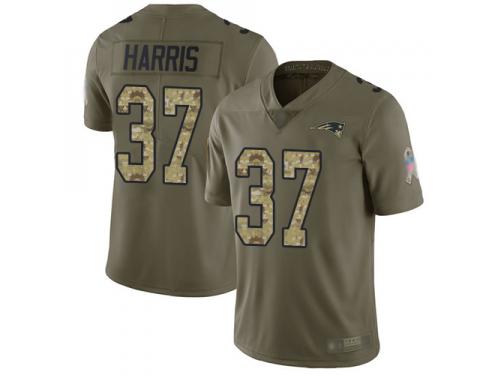 #37 Limited Damien Harris Olive Camo Football Youth Jersey New England Patriots 2017 Salute to Service