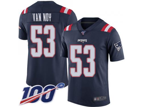 #53 Limited Kyle Van Noy Navy Blue Football Youth Jersey New England Patriots Rush Vapor Untouchable 100th Season