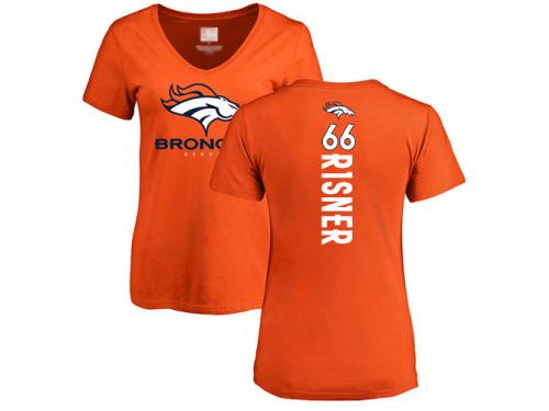 #66 Dalton Risner Orange Football Backer Women's Denver Broncos T-Shirt