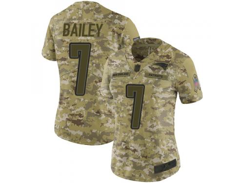 #7 Limited Jake Bailey Camo Football Women's Jersey New England Patriots 2018 Salute to Service