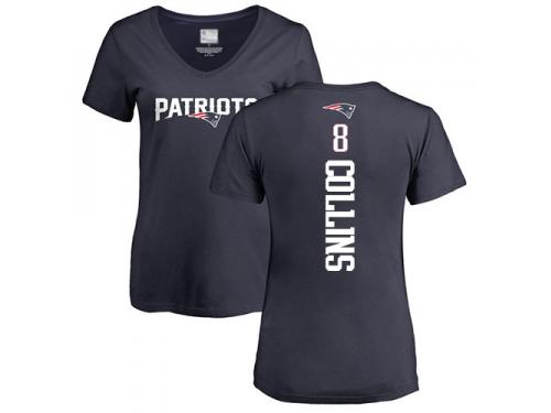 #8 Jamie Collins Navy Blue Football Backer Women's New England Patriots T-Shirt