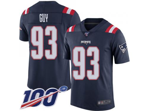 #93 Limited Lawrence Guy Navy Blue Football Youth Jersey New England Patriots Rush Vapor Untouchable 100th Season