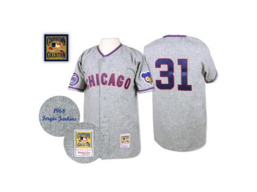 Grey 1968 Throwback Fergie Jenkins Men #31 Mitchell And Ness MLB Chicago Cubs Jersey