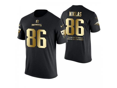 Men New England Patriots Troy Niklas #86 Metall Dark Golden Special Limited Edition With Message T-Shirt