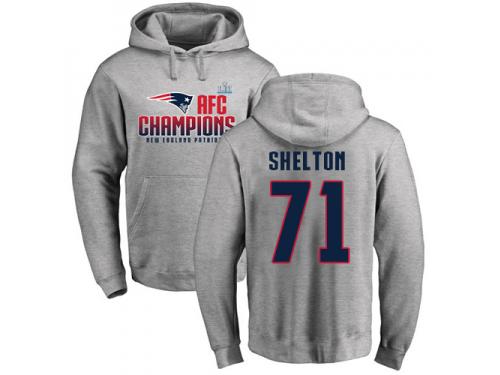 Men Nike Danny Shelton Heather Gray 2017 AFC Champions - NFL New England Patriots #71 Pullover Hoodie