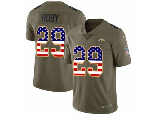 Men Nike Denver Broncos #29 Bradley Roby Limited Olive/USA Flag 2017 Salute to Service NFL Jersey