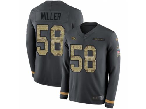 Men Nike Denver Broncos #58 Von Miller Limited Black Salute to Service Therma Long Sleeve NFL Jersey