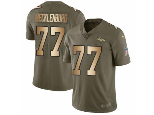 Men Nike Denver Broncos #77 Karl Mecklenburg Limited Olive/Gold 2017 Salute to Service NFL Jersey