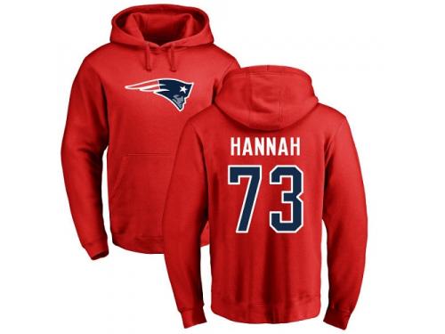 Men Nike John Hannah Red Name & Number Logo - NFL New England Patriots #73 Pullover Hoodie