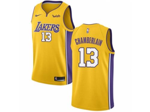 Men Nike Los Angeles Lakers #13 Wilt Chamberlain  Gold Home NBA Jersey - Icon Edition
