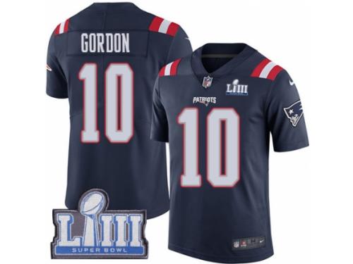 Men Nike New England Patriots #10 Josh Gordon Limited Navy Blue Rush Vapor Untouchable Super Bowl LIII Bound NFL Jersey