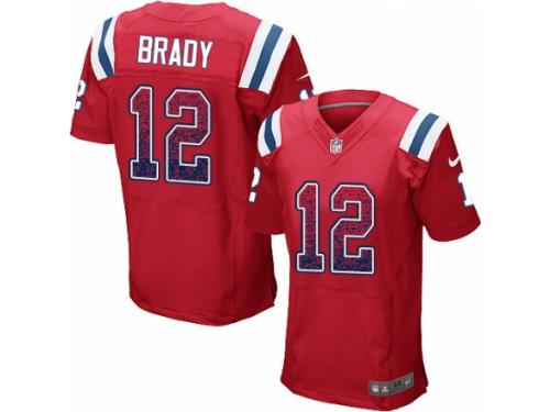 Men Nike New England Patriots #12 Tom Brady Elite Red Alternate Drift Fashion NFL Jersey