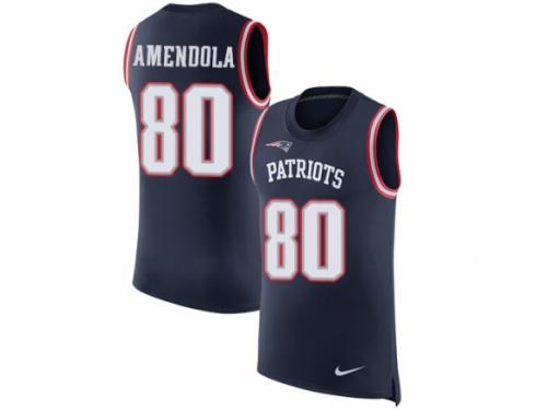 Men Nike New England Patriots #80 Danny Amendola Limited Navy Blue Rush Player Name & Number Tank Top NFL Jersey