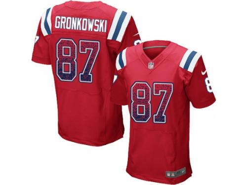 Men Nike New England Patriots #87 Rob Gronkowski Elite Red Alternate Drift Fashion NFL Jersey