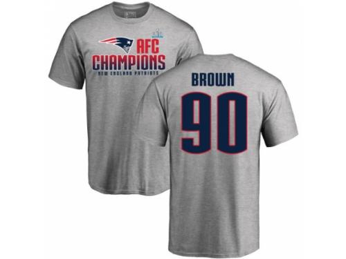 Men Nike New England Patriots #90 Malcom Brown Heather Gray 2017 AFC Champions V-Neck T-Shirt