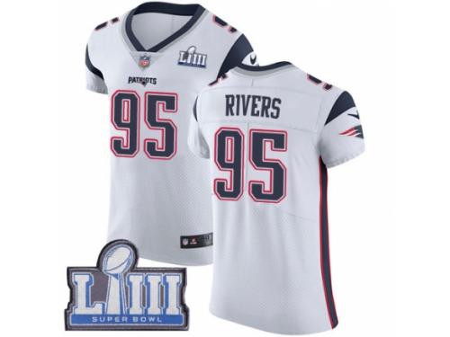 Men Nike New England Patriots #95 Derek Rivers White Vapor Untouchable Elite Player Super Bowl LIII Bound NFL Jersey