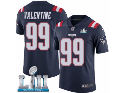 Men Nike New England Patriots #99 Vincent Valentine Limited Navy Blue Rush Vapor Untouchable Super Bowl LII NFL Jersey