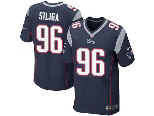 Men Nike NFL New England Patriots #96 Sealver Siliga Authentic Elite Home Navy Blue Jersey