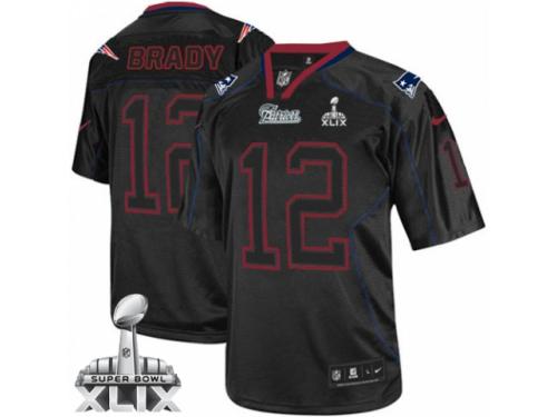 Men's Nike New England Patriots #12 Tom Brady Limited Lights Out Black Super Bowl XLIX NFL Jersey