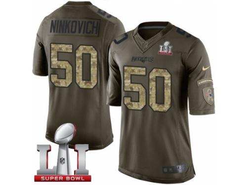 Men's Nike New England Patriots #50 Rob Ninkovich Limited Green Salute to Service Super Bowl LI 51 NFL Jersey